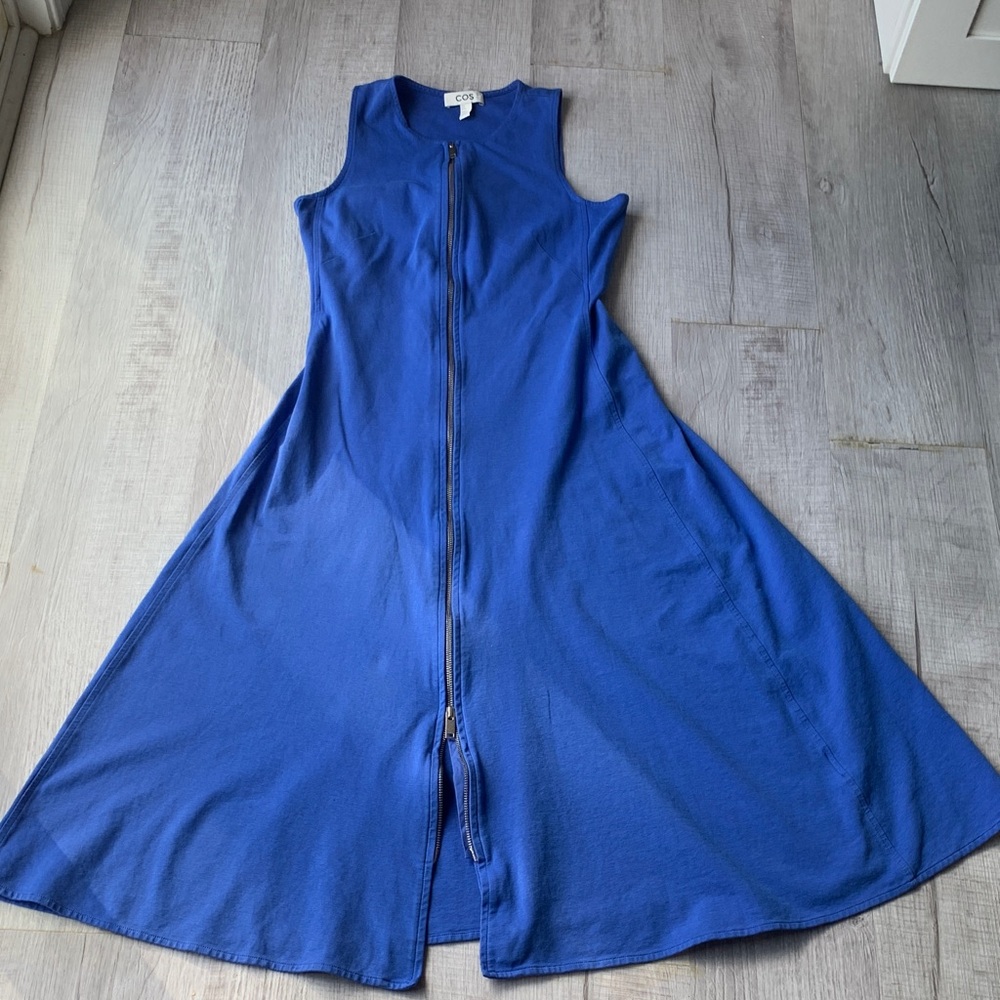 COS Royal Blue Midi Dress with Front Zipper